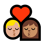 👨🏼‍❤️‍💋‍👩🏽 Emoji sich küssendes Paar - Mann: mittelhelle Hautfarbe, Frau: mittlere Hautfarbe Microsoft Windows 10 April 2018 Update.