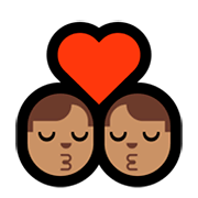 👨🏽‍❤️‍💋‍👨🏽 Emoji sich küssendes Paar - Mann: mittlere Hautfarbe, Mann: mittlere Hautfarbe Microsoft Windows 10 April 2018 Update.