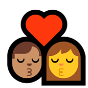 👨🏽‍❤️‍💋‍👩 Emoji Beijo - Homem: Pele Morena, Mulher na Microsoft Windows 10 April 2018 Update.