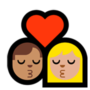 👨🏽‍❤️‍💋‍👩🏼 Emoji sich küssendes Paar - Mann: mittlere Hautfarbe, Frau: mittelhelle Hautfarbe Microsoft Windows 10 April 2018 Update.