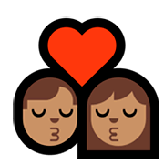 👨🏽‍❤️‍💋‍👩🏽 Emoji sich küssendes Paar - Mann: mittlere Hautfarbe, Frau: mittlere Hautfarbe Microsoft Windows 10 April 2018 Update.