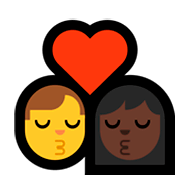 Emoji 👨‍❤️‍💋‍👩🏿 Bacio Tra Coppia - Uomo, Donna: Carnagione Scura su Microsoft Windows 10 April 2018 Update.