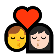 👨‍❤️‍💋‍👩🏻 Emoji sich küssendes Paar - Mann, Frau: helle Hautfarbe Microsoft Windows 10 April 2018 Update.