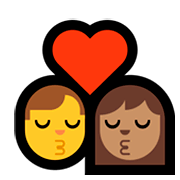 👨‍❤️‍💋‍👩🏽 Emoji Beijo - Homem, Mulher: Pele Morena na Microsoft Windows 10 April 2018 Update.