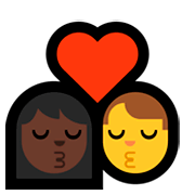 Emoji 👩🏿‍❤️‍💋‍👨 Bacio Tra Coppia - Donna: Carnagione Scura, Hombre su Microsoft Windows 10 April 2018 Update.
