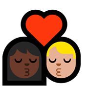 👩🏿‍❤️‍💋‍👨🏼 Emoji sich küssendes Paar - Frau: dunkle Hautfarbe, Mann: mittelhelle Hautfarbe Microsoft Windows 10 April 2018 Update.