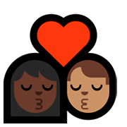 👩🏿‍❤️‍💋‍👨🏽 Emoji sich küssendes Paar - Frau: dunkle Hautfarbe, Mann: mittlere Hautfarbe Microsoft Windows 10 April 2018 Update.