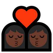 👩🏿‍❤️‍💋‍👩🏿 Emoji sich küssendes Paar - Frau, Frau: dunkle Hautfarbe, dunkle Hautfarbe Microsoft Windows 10 April 2018 Update.