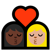 👩🏿‍❤️‍💋‍👩🏼 Emoji sich küssendes Paar - Frau: dunkle Hautfarbe, Frau: mittelhelle Hautfarbe Microsoft Windows 10 April 2018 Update.
