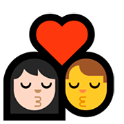 👩🏻‍❤️‍💋‍👨 Emoji sich küssendes Paar - Frau: helle Hautfarbe, Hombre Microsoft Windows 10 April 2018 Update.