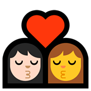 👩🏻‍❤️‍💋‍👩 Emoji sich küssendes Paar - Frau: helle Hautfarbe, Frau Microsoft Windows 10 April 2018 Update.