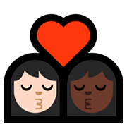 👩🏻‍❤️‍💋‍👩🏿 Emoji sich küssendes Paar - Frau, Frau: helle Hautfarbe, dunkle Hautfarbe Microsoft Windows 10 April 2018 Update.