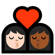 👩🏻‍❤️‍💋‍👩🏾 Emoji sich küssendes Paar - Frau: helle Hautfarbe, Frau: mitteldunkle Hautfarbe Microsoft Windows 10 April 2018 Update.
