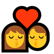 👩‍❤️‍💋‍👨 Emoji sich küssendes Paar: Frau, Mann Microsoft Windows 10 April 2018 Update.
