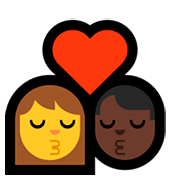 Emoji 👩‍❤️‍💋‍👨🏿 Bacio Tra Coppia - Donna, Uomo: Carnagione Scura su Microsoft Windows 10 April 2018 Update.