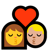 👩‍❤️‍💋‍👨🏼 Emoji sich küssendes Paar - Frau, Mann: mittelhelle Hautfarbe Microsoft Windows 10 April 2018 Update.