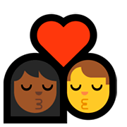 👩🏾‍❤️‍💋‍👨 Emoji Beso - Mujer: Tono De Piel Oscuro Medio, Hombre en Microsoft Windows 10 April 2018 Update.