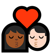 👩🏾‍❤️‍💋‍👨🏻 Emoji sich küssendes Paar Frau: mitteldunkle Hautfarbe, Mann: helle Hautfarbe Microsoft Windows 10 April 2018 Update.