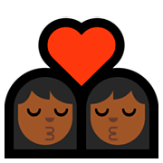 👩🏾‍❤️‍💋‍👩🏾 Emoji sich küssendes Paar - Frau: mitteldunkle Hautfarbe, Frau:mitteldunkle Hautfarbe Microsoft Windows 10 April 2018 Update.