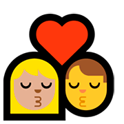 👩🏼‍❤️‍💋‍👨 Emoji Beso - Mujer: Tono De Piel Claro Medio, Hombre en Microsoft Windows 10 April 2018 Update.