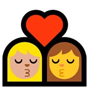 👩🏼‍❤️‍💋‍👩 Emoji Beijo - Mulher: Pele Morena Clara, Mulher na Microsoft Windows 10 April 2018 Update.