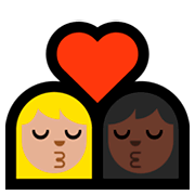 👩🏼‍❤️‍💋‍👩🏿 Emoji sich küssendes Paar - Frau: helle Hautfarbe, Frau: dunkle Hautfarbe Microsoft Windows 10 April 2018 Update.