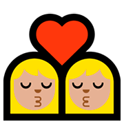 👩🏼‍❤️‍💋‍👩🏼 Emoji sich küssendes Paar - Frau: mittelhelle Hautfarbe, Frau: mittelhelle Hautfarbe Microsoft Windows 10 April 2018 Update.