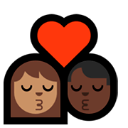 👩🏽‍❤️‍💋‍👨🏿 Emoji sich küssendes Paar - Frau: mittlere Hautfarbe, Mann: dunkle Hautfarbe Microsoft Windows 10 April 2018 Update.