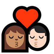 👩🏽‍❤️‍💋‍👨🏻 Emoji sich küssendes Paar - Frau: mittlere Hautfarbe, Mann: helle Hautfarbe Microsoft Windows 10 April 2018 Update.