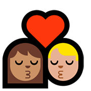 👩🏽‍❤️‍💋‍👨🏼 Emoji sich küssendes Paar - Frau: mittlere Hautfarbe, Mann: mittelhelle Hautfarbe Microsoft Windows 10 April 2018 Update.