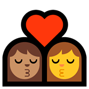 👩🏽‍❤️‍💋‍👩 Emoji sich küssendes Paar - Frau: mittlere Hautfarbe, Frau Microsoft Windows 10 April 2018 Update.