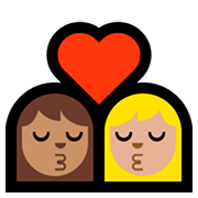 👩🏽‍❤️‍💋‍👩🏼 Emoji sich küssendes Paar - Frau: mittlere Hautfarbe, Frau: mittelhelle Hautfarbe Microsoft Windows 10 April 2018 Update.