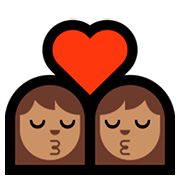 👩🏽‍❤️‍💋‍👩🏽 Emoji sich küssendes Paar - Frau: mittlere Hautfarbe, Frau: mittlere Hautfarbe Microsoft Windows 10 April 2018 Update.
