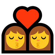 👩‍❤️‍💋‍👩 Emoji sich küssendes Paar: Frau, Frau Microsoft Windows 10 April 2018 Update.