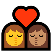 👩‍❤️‍💋‍👩🏽 Emoji sich küssendes Paar - Frau, Frau: mittlere Hautfarbe Microsoft Windows 10 April 2018 Update.