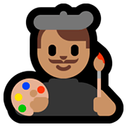 Emoji 👨🏽‍🎨 Artista Uomo: Carnagione Olivastra su Microsoft Windows 10 April 2018 Update.