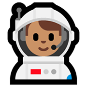 Émoji 👨🏽‍🚀 Astronaute Homme : Peau Légèrement Mate sur Microsoft Windows 10 April 2018 Update.
