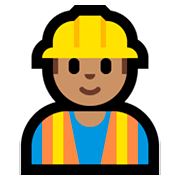 Emoji 👷🏽‍♂️ Operaio Edile Uomo: Carnagione Olivastra su Microsoft Windows 10 April 2018 Update.