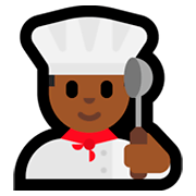 👨🏾‍🍳 Emoji Cozinheiro: Pele Morena Escura na Microsoft Windows 10 April 2018 Update.