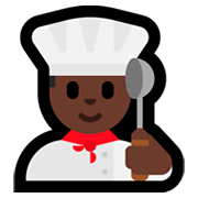 Émoji 👨🏿‍🍳 Cuisinier : Peau Foncée sur Microsoft Windows 10 April 2018 Update.