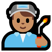 👨🏽‍🏭 Emoji Operario: Tono De Piel Medio en Microsoft Windows 10 April 2018 Update.