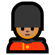 💂🏽‍♂️ Emoji Wachmann: mittlere Hautfarbe Microsoft Windows 10 April 2018 Update.