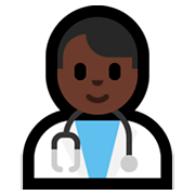 👨🏿‍⚕️ Emoji Homem Profissional Da Saúde: Pele Escura na Microsoft Windows 10 April 2018 Update.