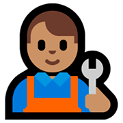 Emoji 👨🏽‍🔧 Meccanico Uomo: Carnagione Olivastra su Microsoft Windows 10 April 2018 Update.