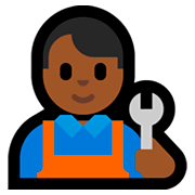 👨🏾‍🔧 Emoji Mechaniker: mitteldunkle Hautfarbe Microsoft Windows 10 April 2018 Update.