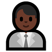 👨🏿‍💼 Emoji Büroangestellter: dunkle Hautfarbe Microsoft Windows 10 April 2018 Update.