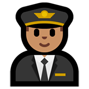 👨🏽‍✈️ Emoji Piloto De Avião Homem: Pele Morena na Microsoft Windows 10 April 2018 Update.