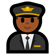 👨🏾‍✈️ Emoji Piloto De Avião Homem: Pele Morena Escura na Microsoft Windows 10 April 2018 Update.
