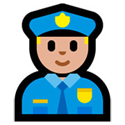 👮🏼‍♂️ Emoji Polizist: mittelhelle Hautfarbe Microsoft Windows 10 April 2018 Update.