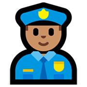 Émoji 👮🏽‍♂️ Policier : Peau Légèrement Mate sur Microsoft Windows 10 April 2018 Update.